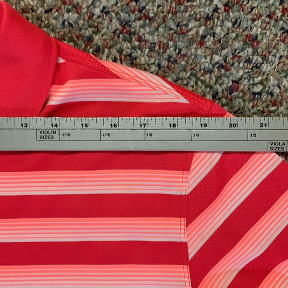 Nike Golf NWOTs Dri-Fit Red Pink White Striped Performance SS Polo Shirt Size M - Picture 11 of 13